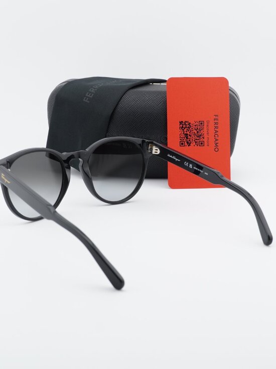Salvatore Ferragamo SF1068S 001 Round Sunglasses - Black / Grey Gradient